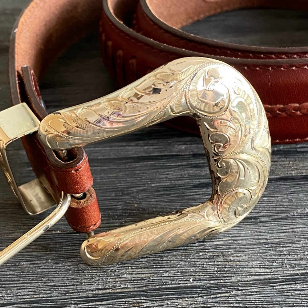 Elkcreek sterling .925 Handmade in Old Mexico/ size 40 Onyx by Brighton belt - Picture 12 of 15